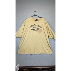 Grand View Lodge‎ Shirt Mens 2XL Tan Gull Lake Minnesota Graphic Tee Resort